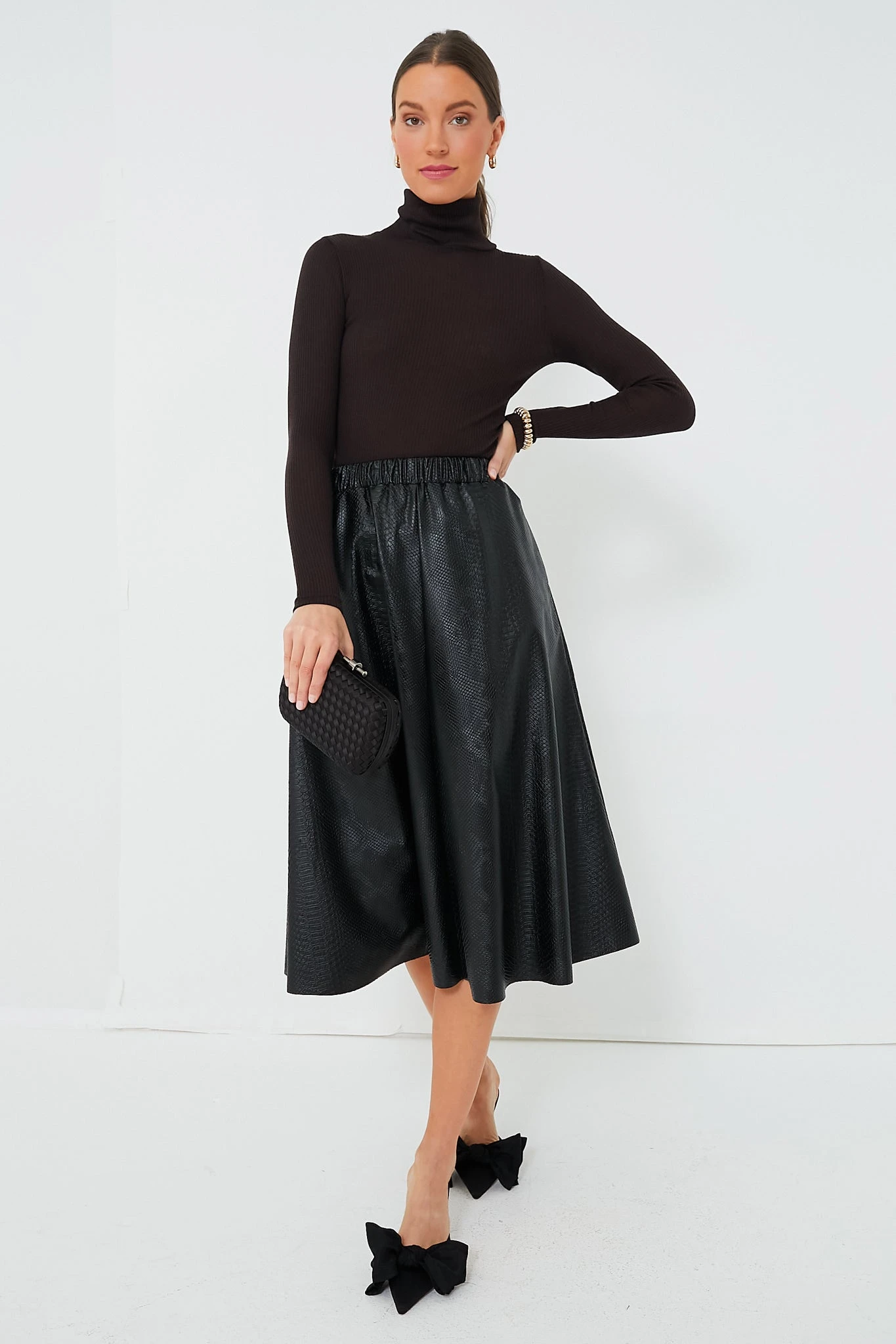 Black Vilma Vegan Leather Embossed Skirt 8 Black Vilma Vegan Leather Embossed Skirt - Image 6