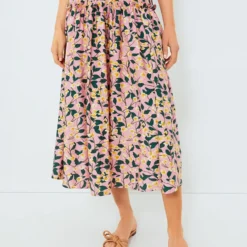 Exclusive Pink Multi Ruffled Maxi Skirt