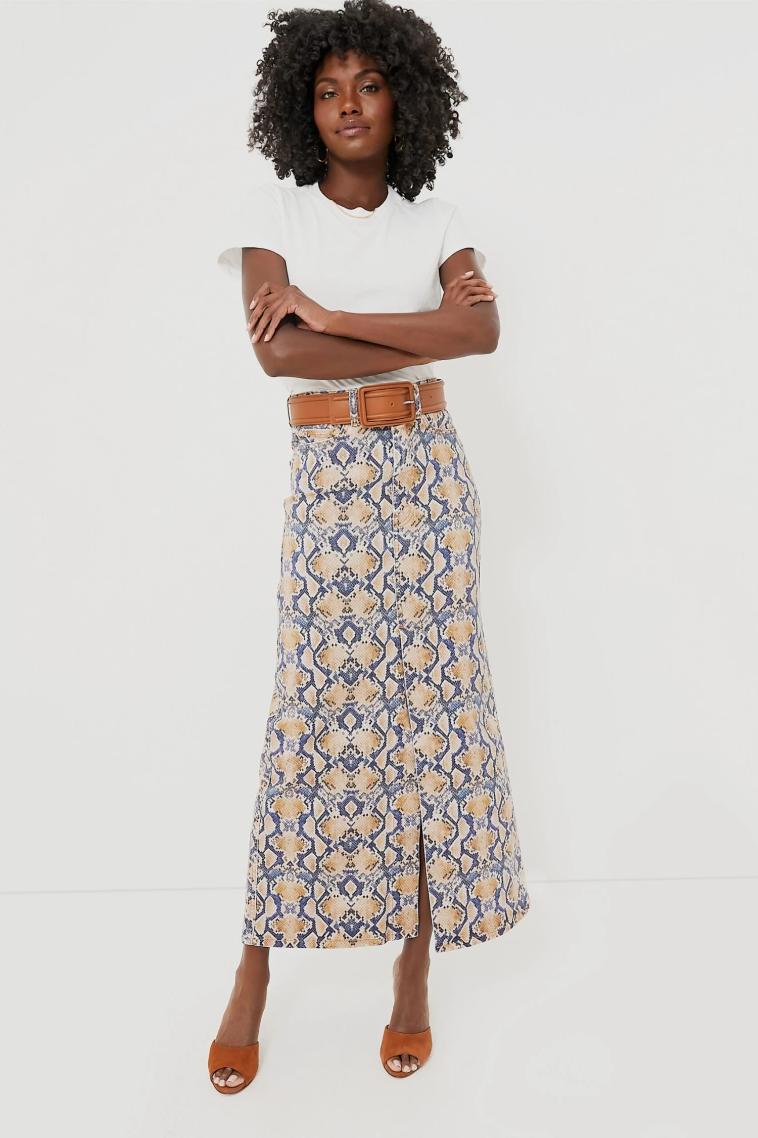 Ganni Safari Print Denim Maxi Slit Skirt 4 Ganni Safari Print Denim Maxi Slit Skirt - Image 2