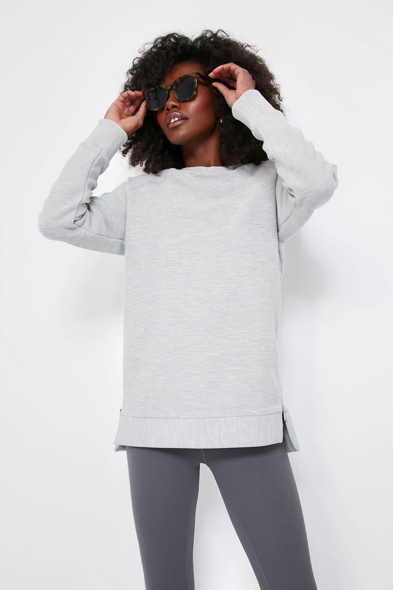 Varley Light Grey Marl Manning Sweatshirt 3 Varley Light Grey Marl Manning Sweatshirt