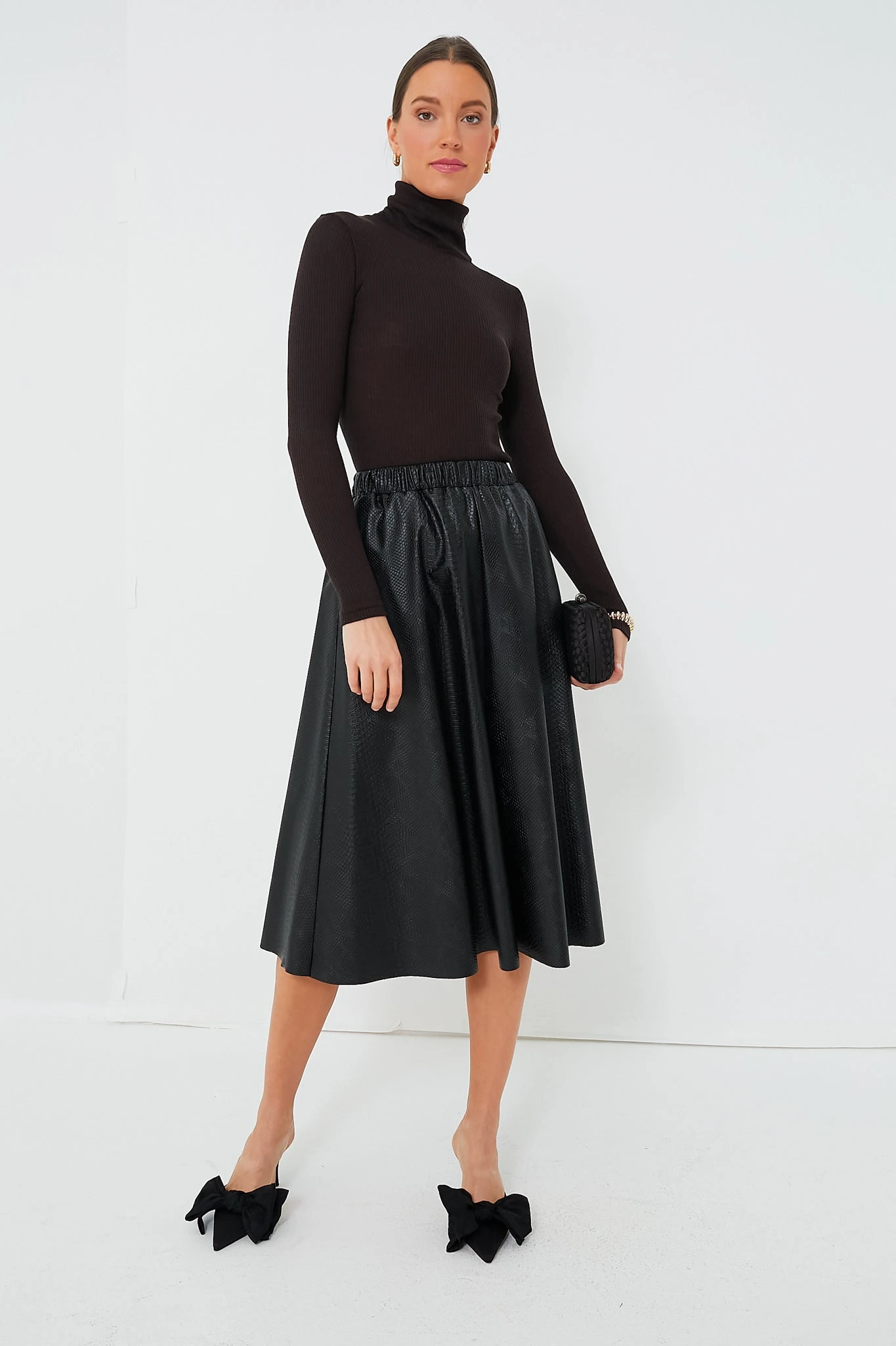 Black Vilma Vegan Leather Embossed Skirt 4 Black Vilma Vegan Leather Embossed Skirt - Image 2