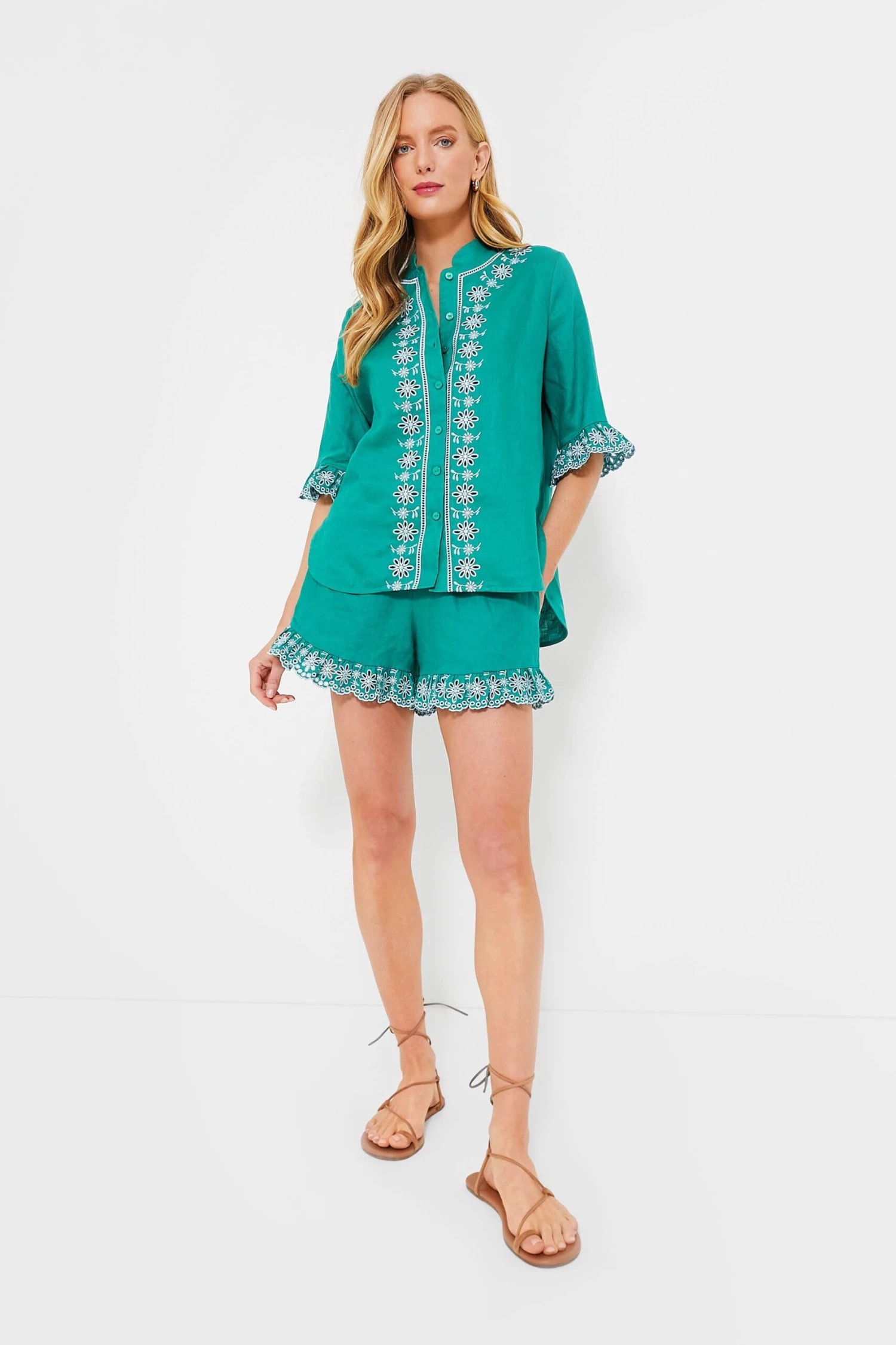 Embroidered Linen Montauk Lounge Shorts 4 Embroidered Linen Montauk Lounge Shorts - Image 2