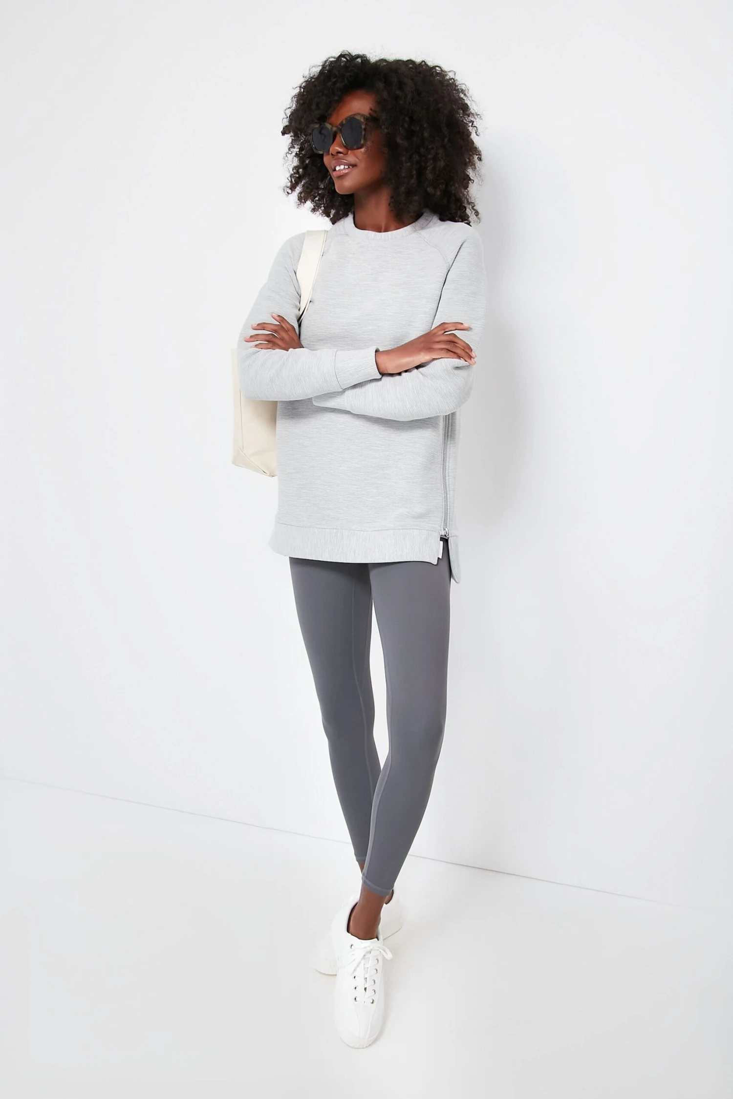 Varley Light Grey Marl Manning Sweatshirt 4 Varley Light Grey Marl Manning Sweatshirt - Image 2