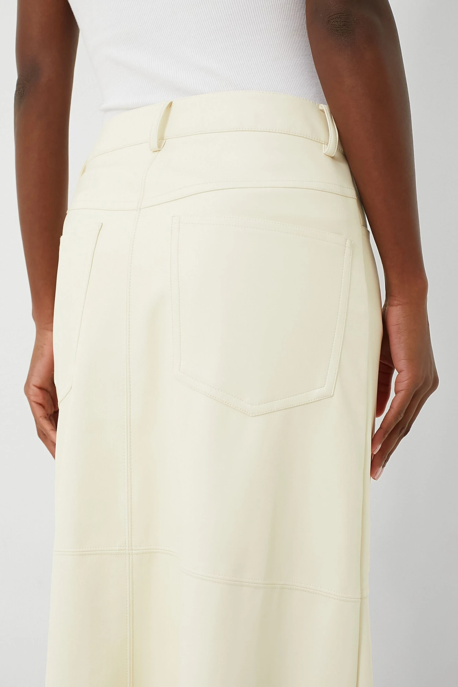 Ecru Vegan Leather Midi Skirt 6 Ecru Vegan Leather Midi Skirt - Image 4
