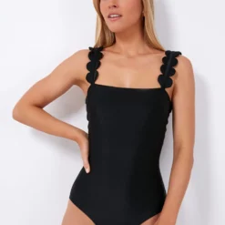 Exclusive Black Bubble Swimsuit With Straps
