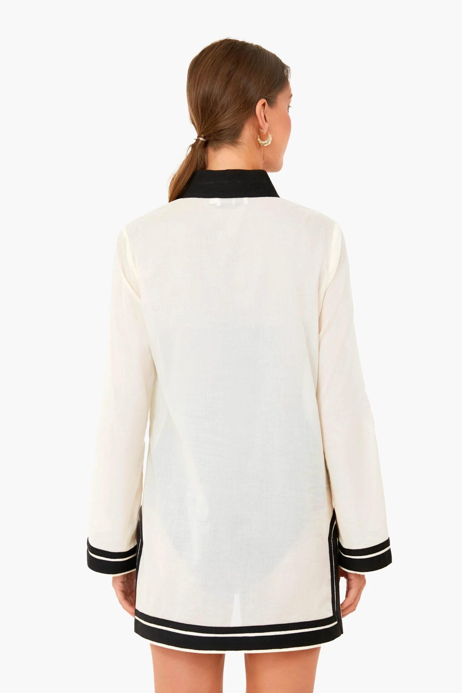 Tory Burch French Cream And Black Solid Tory Tunic 6 Tory Burch French Cream And Black Solid Tory Tunic - Image 4