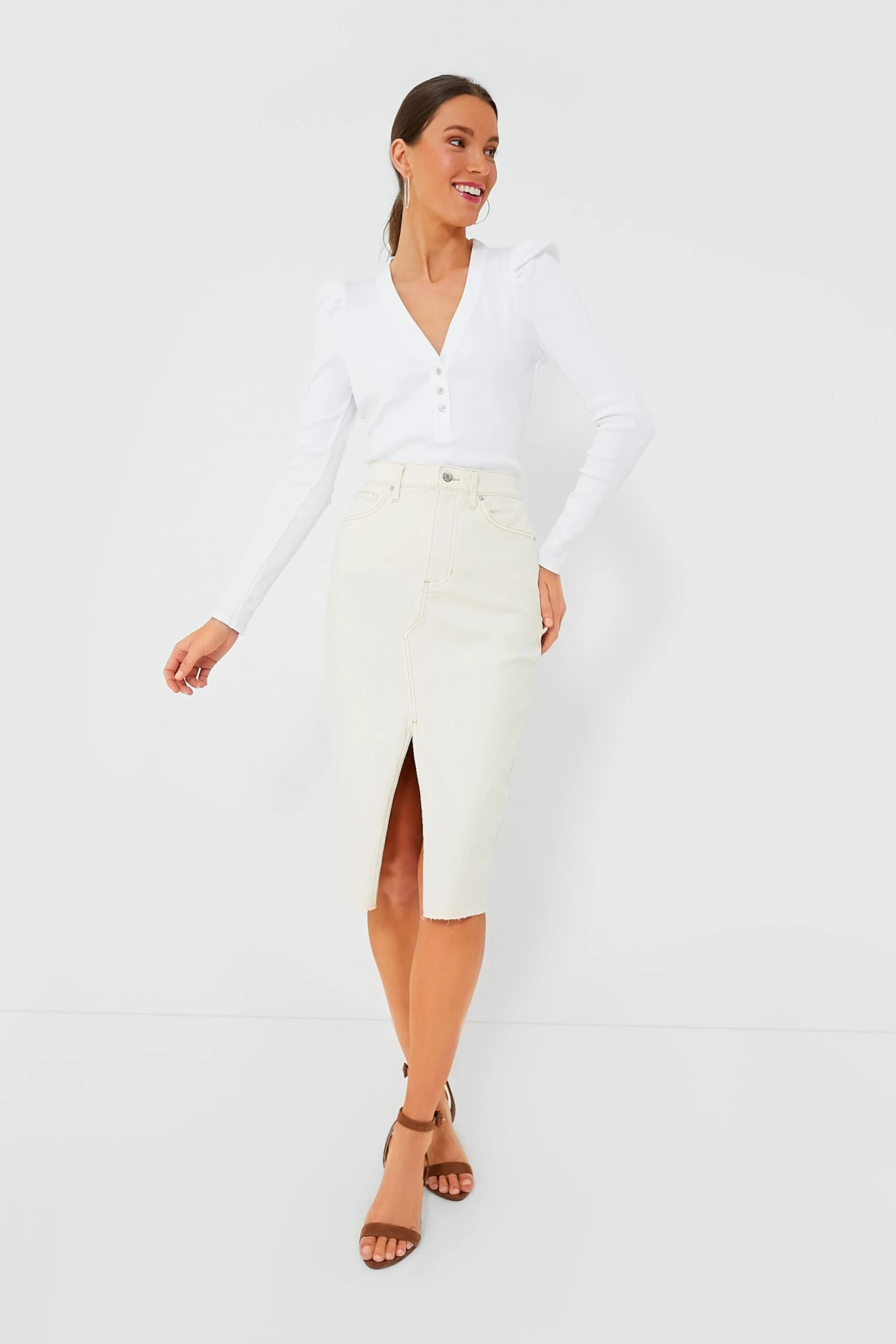 Veronica Beard Ecru Breves Midi Skirt 4 Veronica Beard Ecru Breves Midi Skirt - Image 2