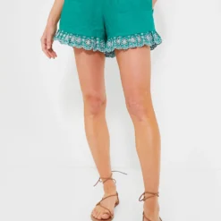 Embroidered Linen Montauk Lounge Shorts