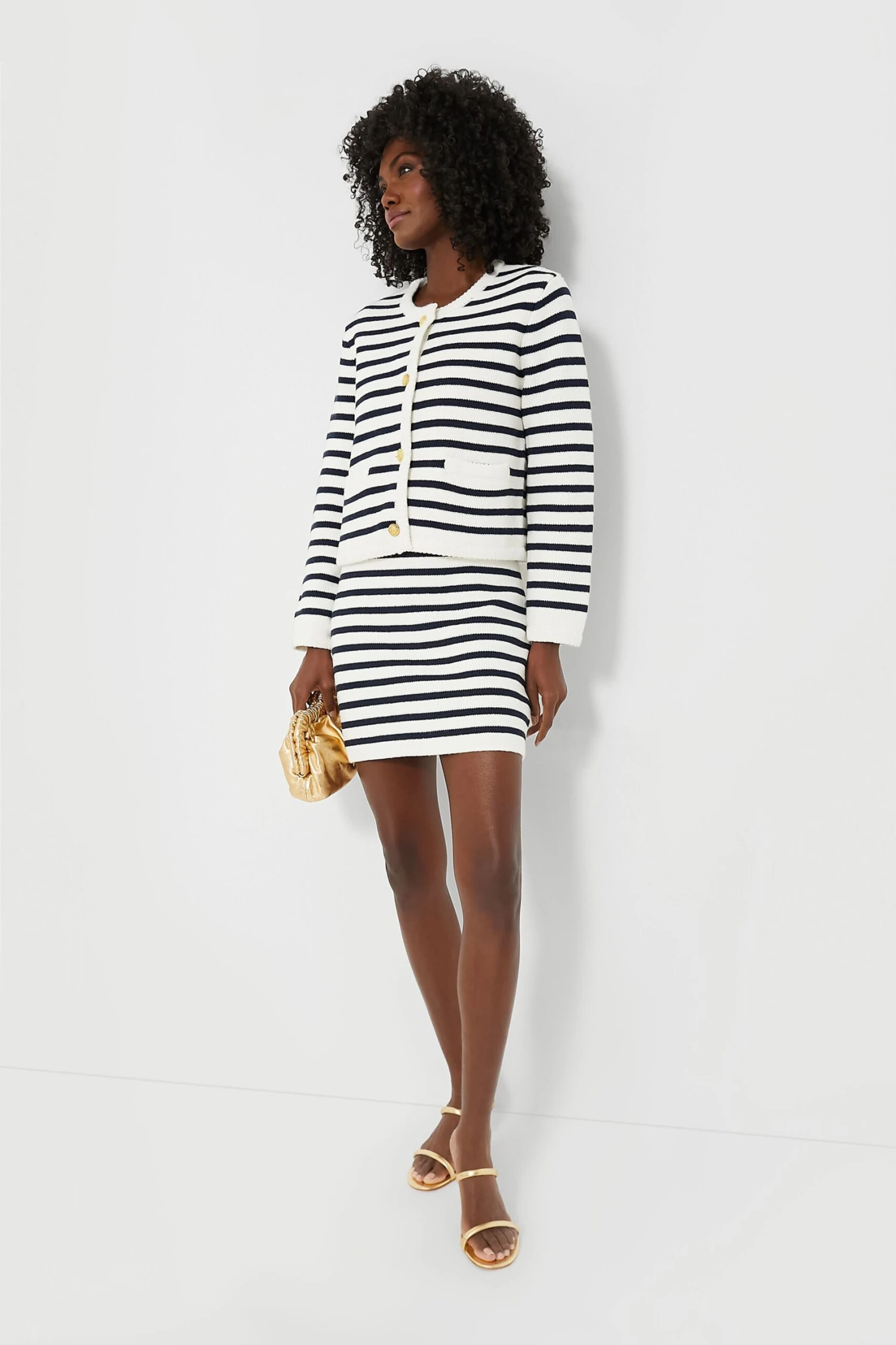 Navy & Cream Stripe Anna Knit Mini Skirt 4 Navy & Cream Stripe Anna Knit Mini Skirt - Image 2
