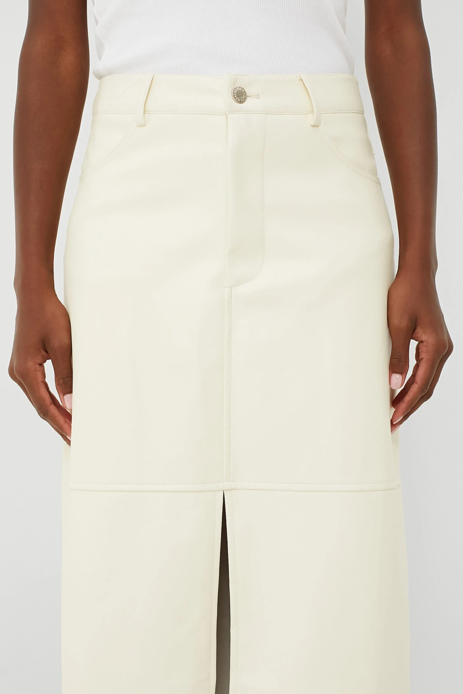 Ecru Vegan Leather Midi Skirt 7 Ecru Vegan Leather Midi Skirt - Image 5