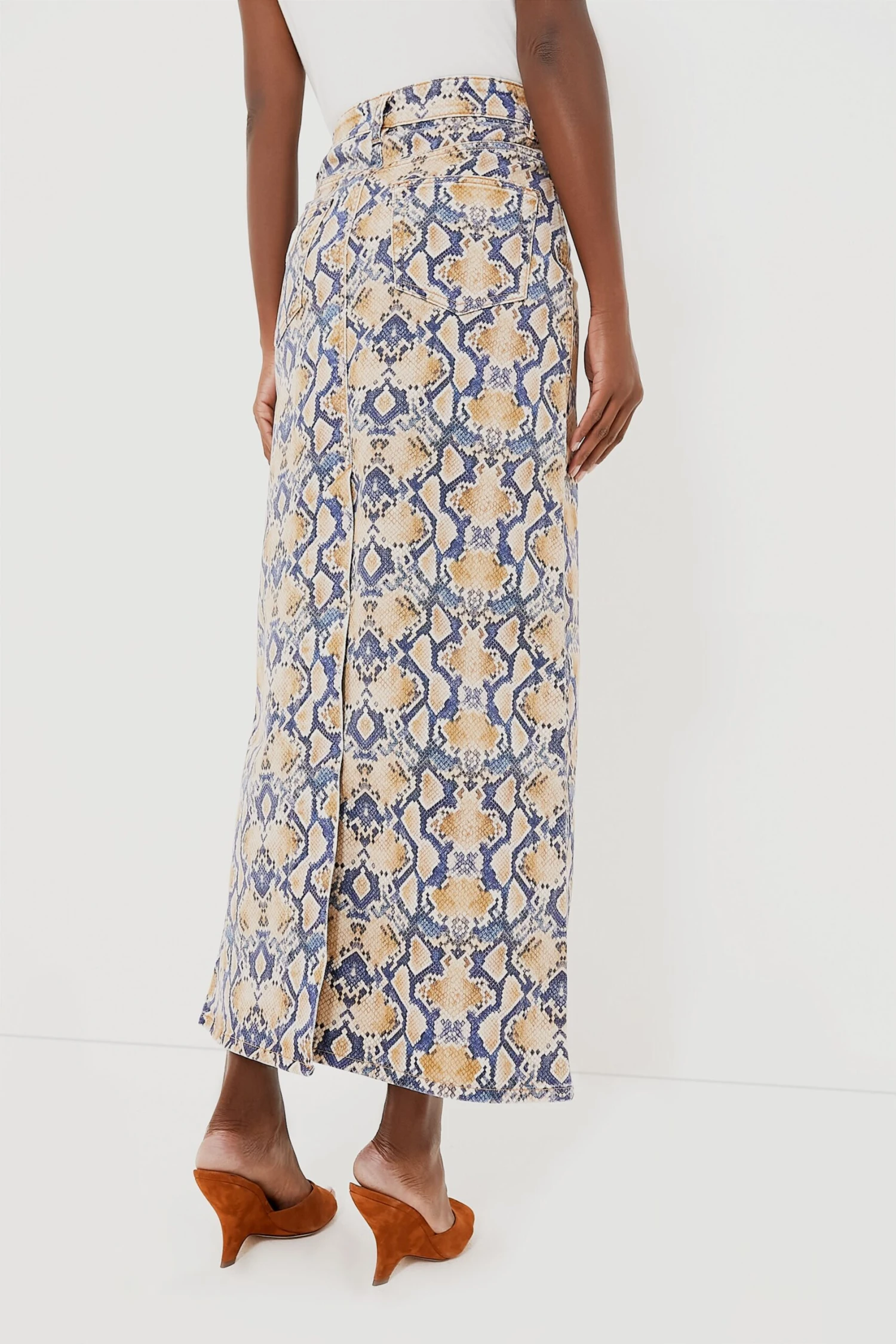 Ganni Safari Print Denim Maxi Slit Skirt 6 Ganni Safari Print Denim Maxi Slit Skirt - Image 4