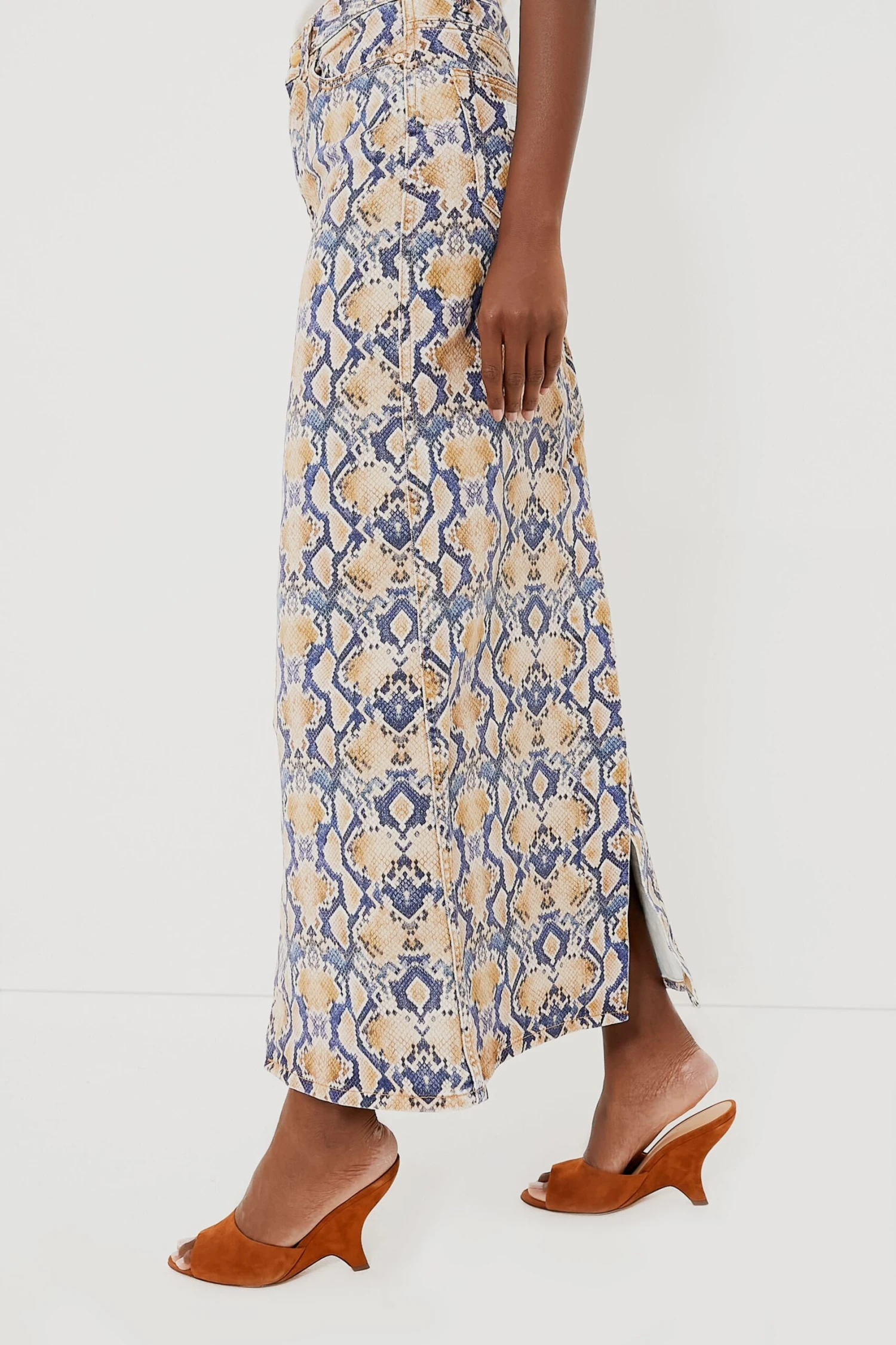 Ganni Safari Print Denim Maxi Slit Skirt 5 Ganni Safari Print Denim Maxi Slit Skirt - Image 3