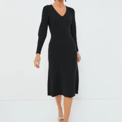 Black Brigid Midi Sweater Dress