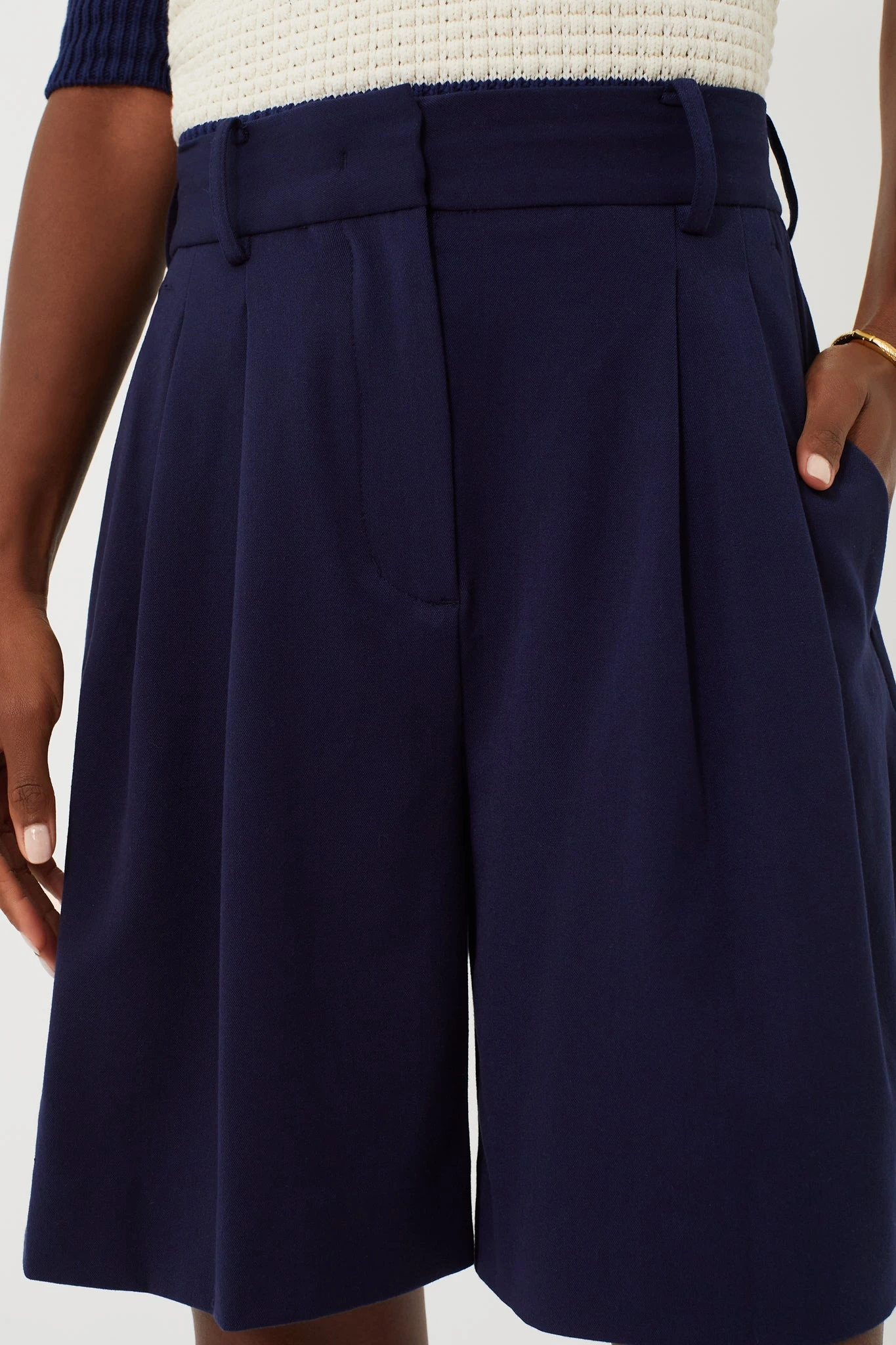 Staud Navy Long Luisa Shorts 6 Staud Navy Long Luisa Shorts - Image 5