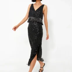 Black Randall Top And Maxi Skirt Set