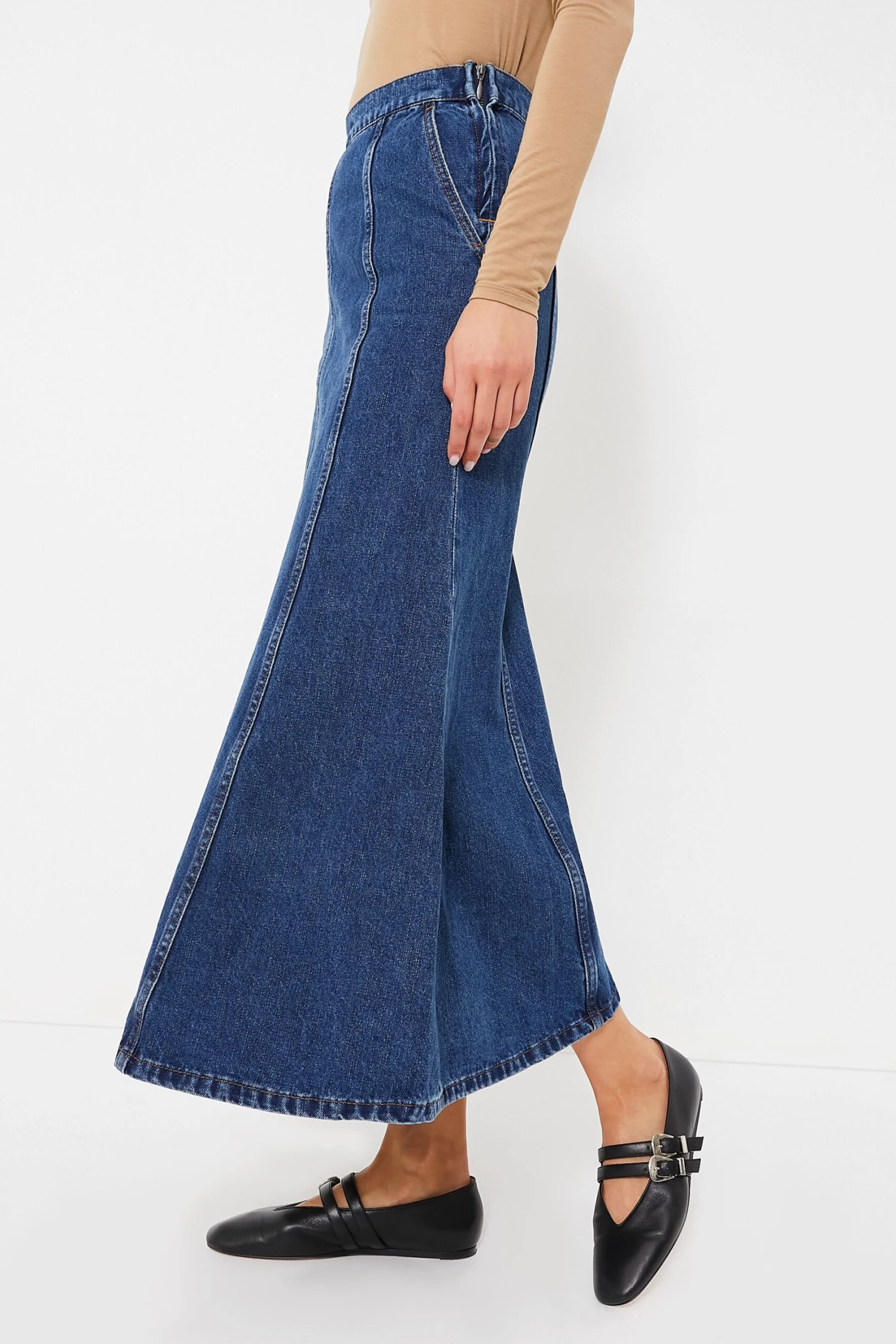 Dark Wash Denim Midi Skirt 5 Dark Wash Denim Midi Skirt - Image 3