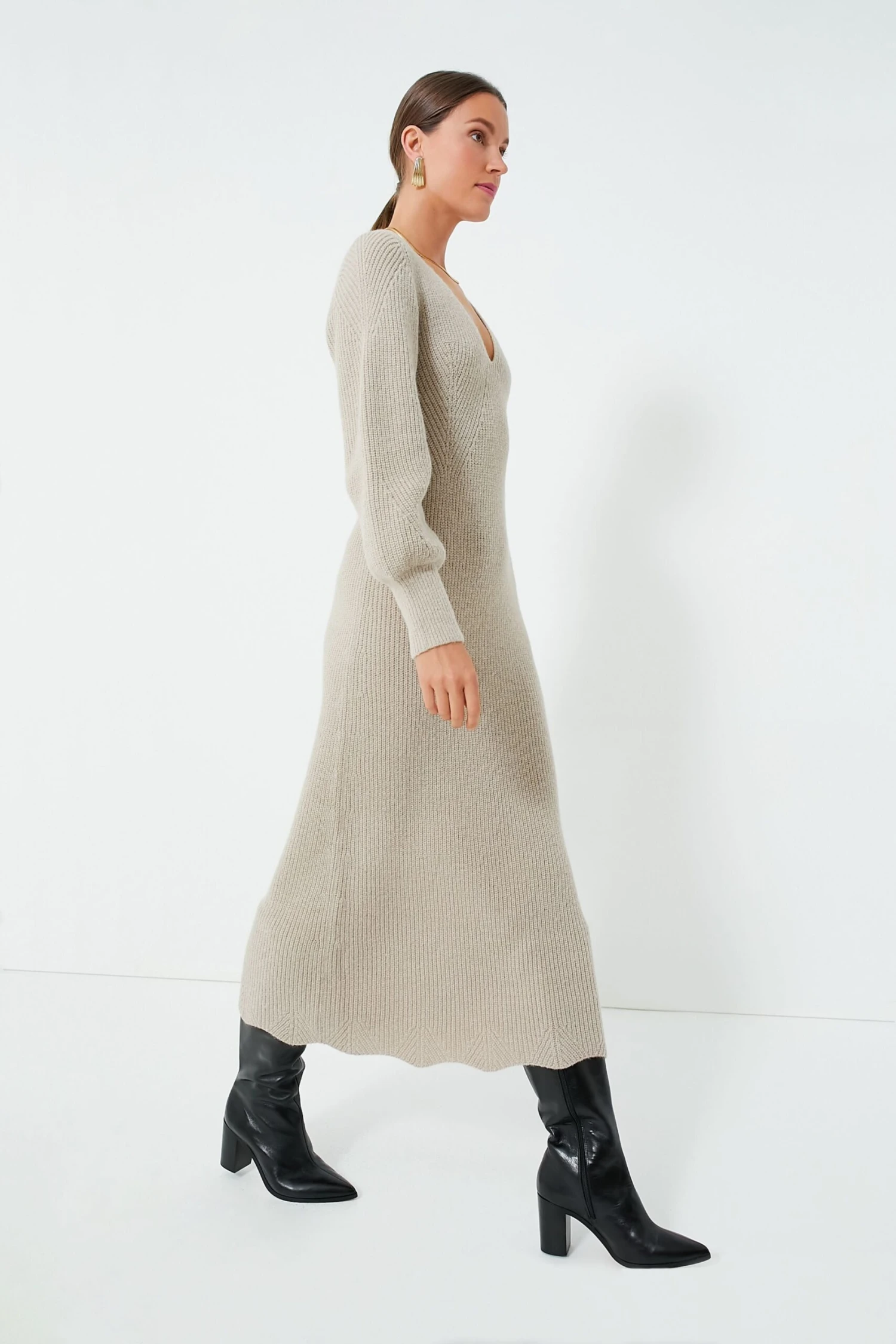 Taupe Bellagio Knit Dress 5 Taupe Bellagio Knit Dress - Image 3