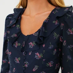 Navy Floral Ruffle Neck Norah Mini Dress -Deals Raimenti Store V9xuZ7UPunNXLVgYLCXqNmrC1qsD10iX 1