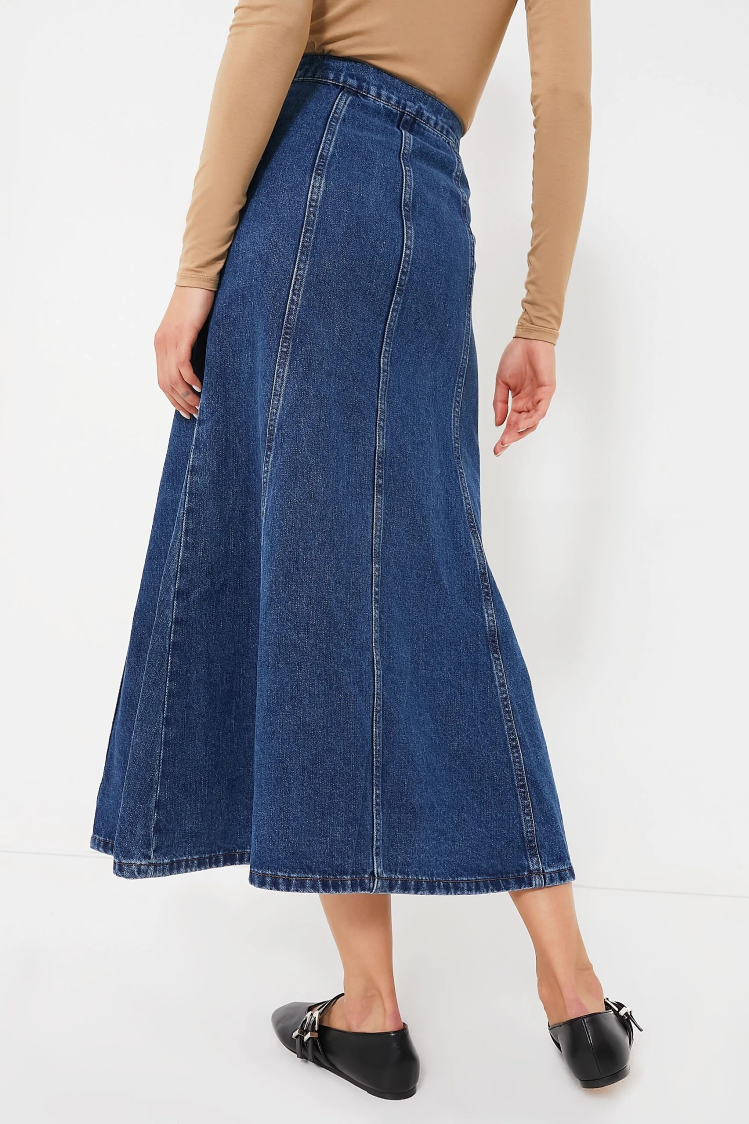 Dark Wash Denim Midi Skirt 6 Dark Wash Denim Midi Skirt - Image 4
