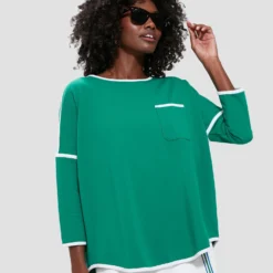 Green And White Terry Farah Pullover