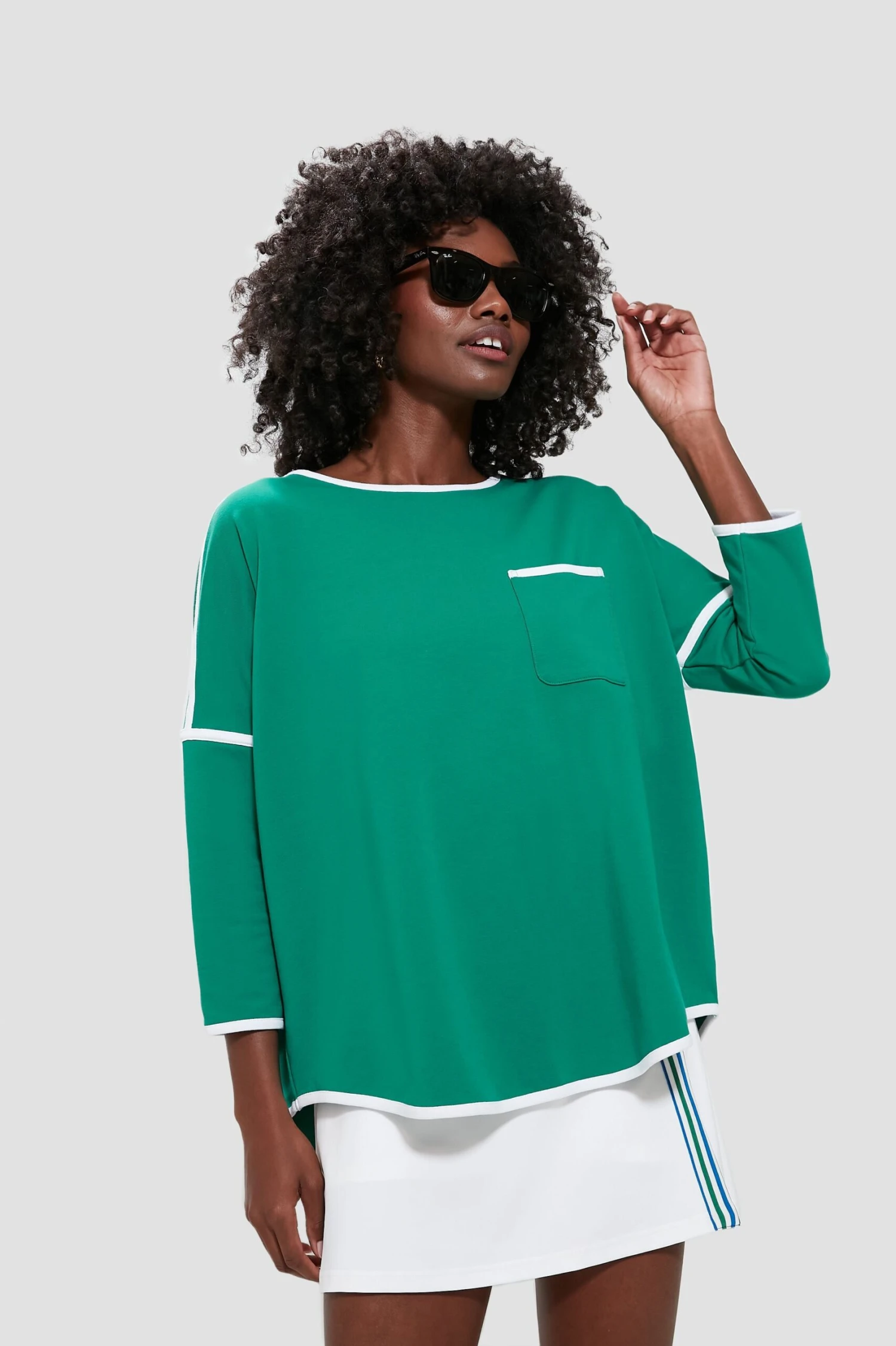 Green And White Terry Farah Pullover 3 Green And White Terry Farah Pullover