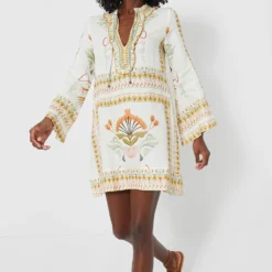 Off White And Mustard Tess Short Dress