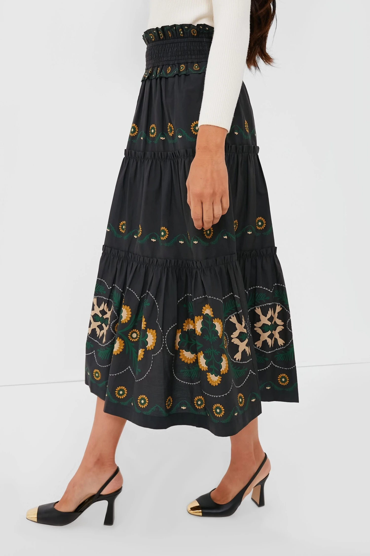 Black Perle Print Tiered Skirt 5 Black Perle Print Tiered Skirt - Image 3