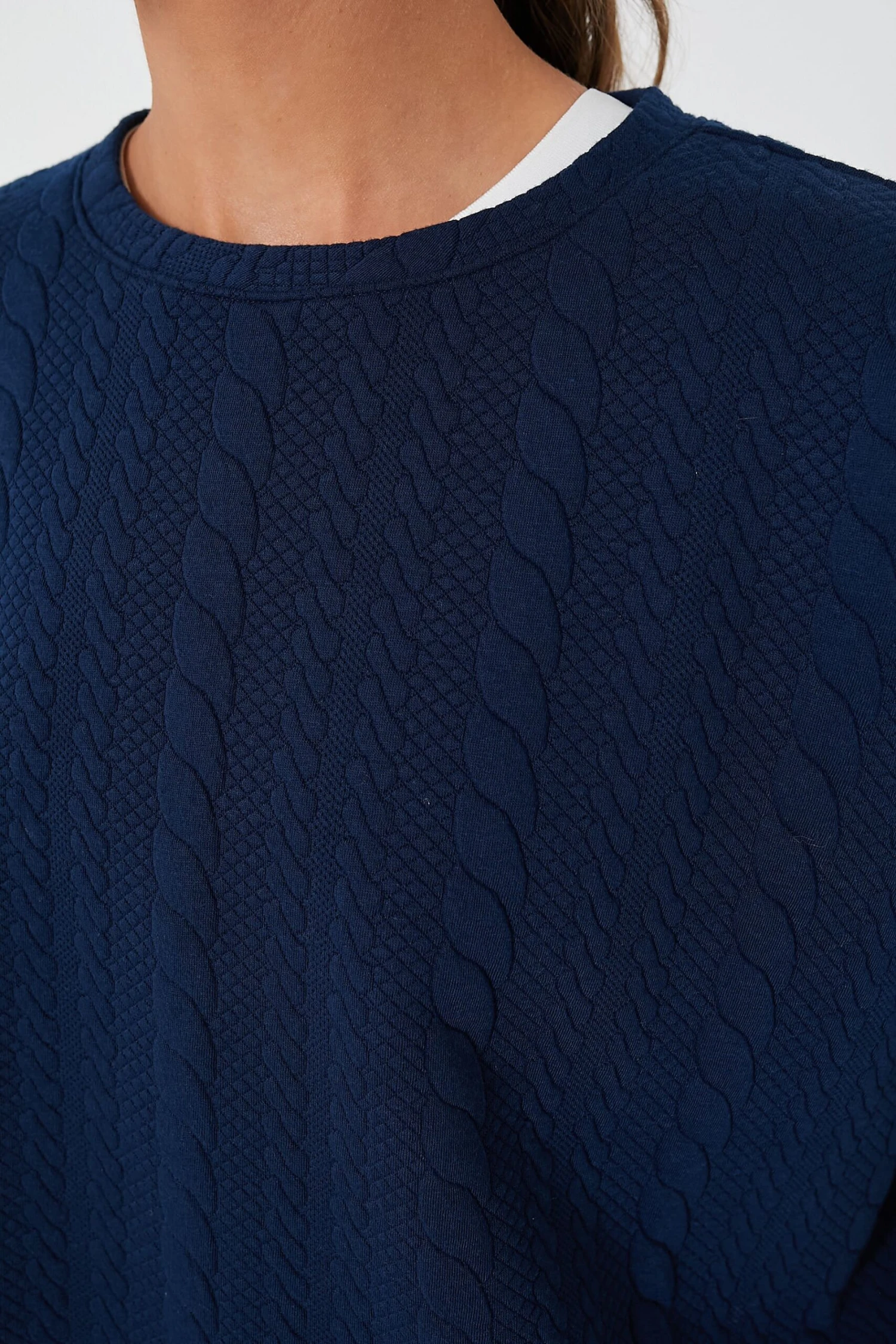 Navy Cable Ally Swing Sweatshirt 8 Navy Cable Ally Swing Sweatshirt - Image 6