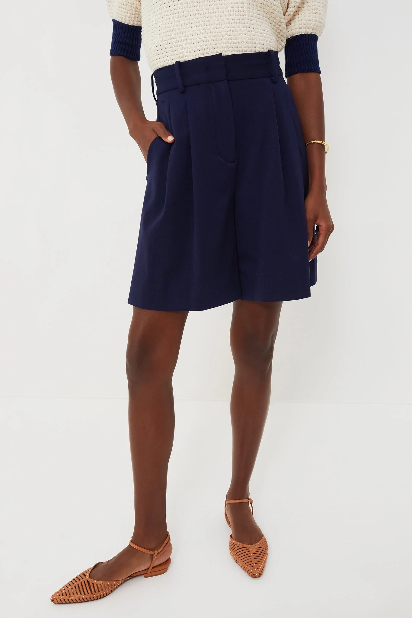 Staud Navy Long Luisa Shorts 2 Staud Navy Long Luisa Shorts