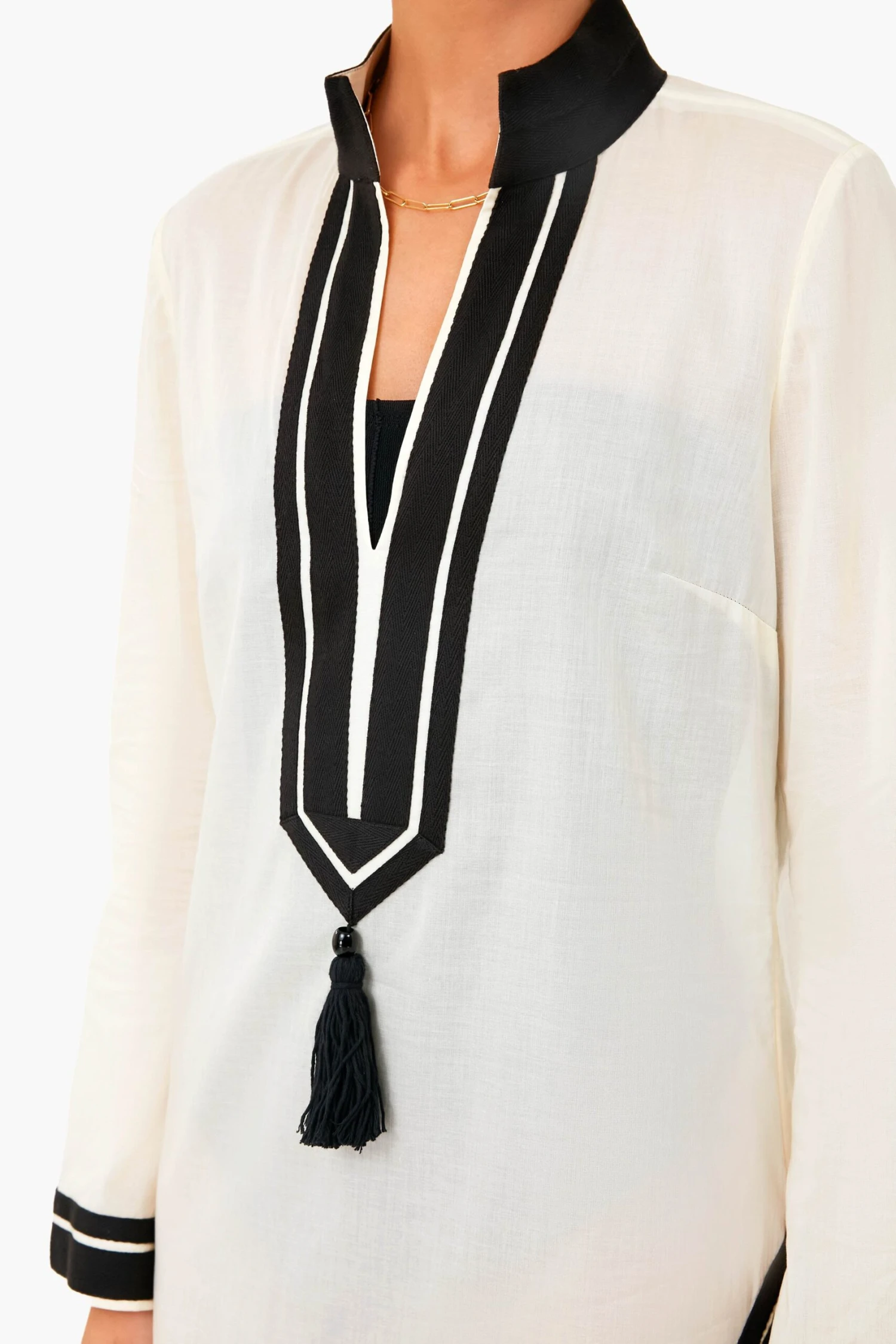 Tory Burch French Cream And Black Solid Tory Tunic 7 Tory Burch French Cream And Black Solid Tory Tunic - Image 5