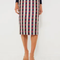 Bordeaux Check Jacquard Cynthia Skirt