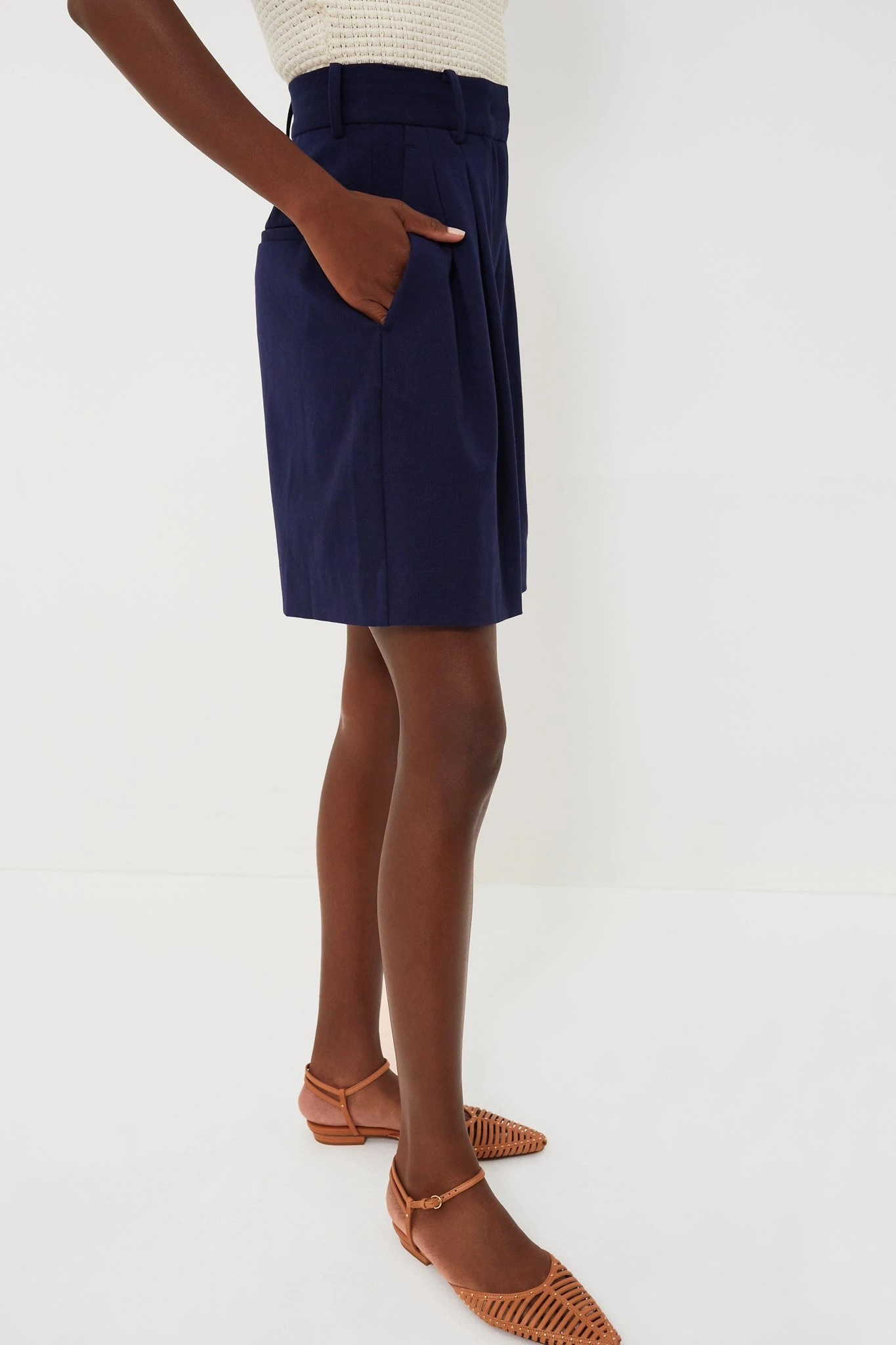 Staud Navy Long Luisa Shorts 4 Staud Navy Long Luisa Shorts - Image 3