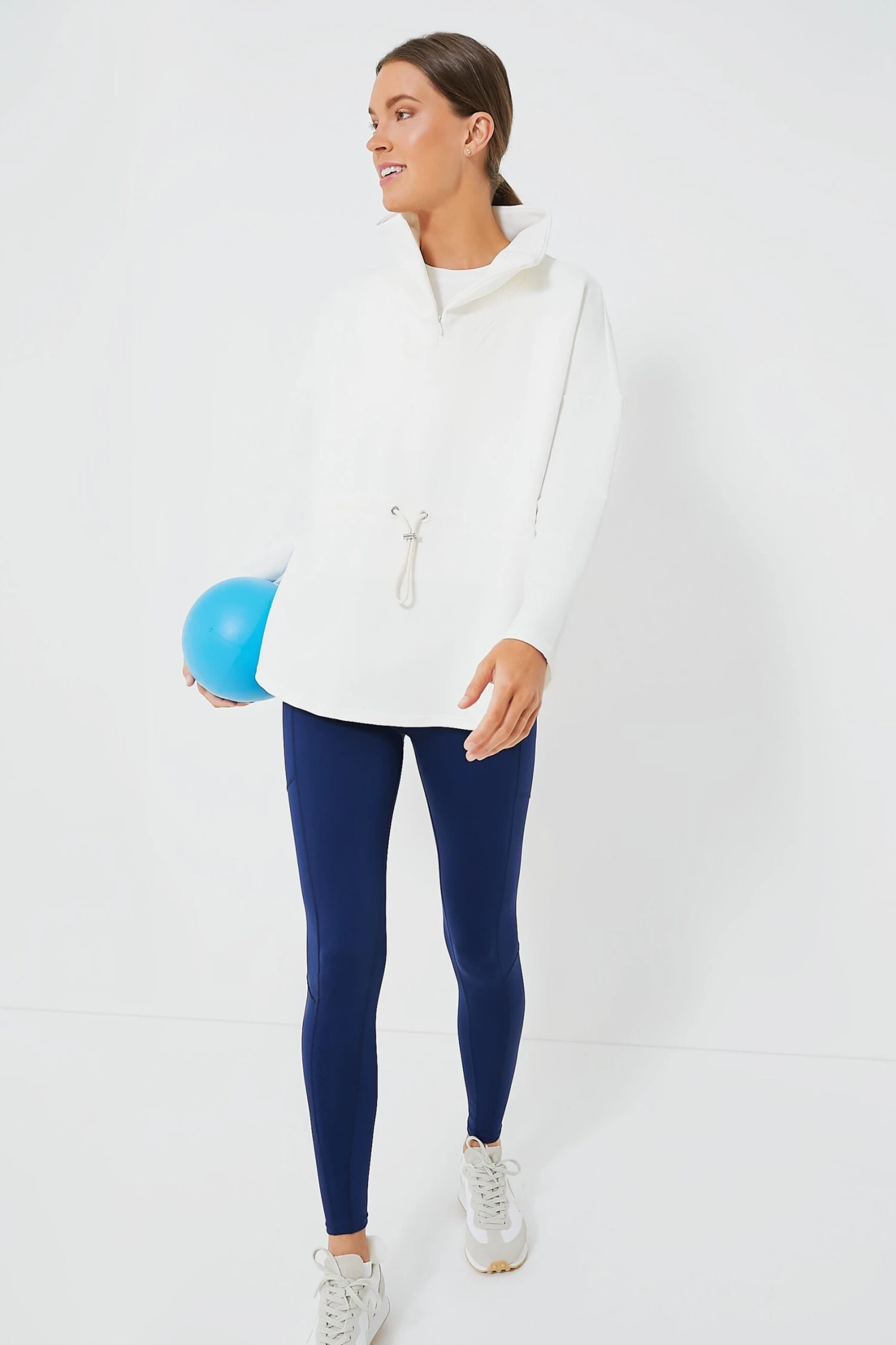 White Cinched Natalie Quarter Zip 4 White Cinched Natalie Quarter Zip - Image 2