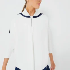 White And Navy Amelie Quarter Zip