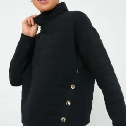 Black Quilted Wright Funnel Neck