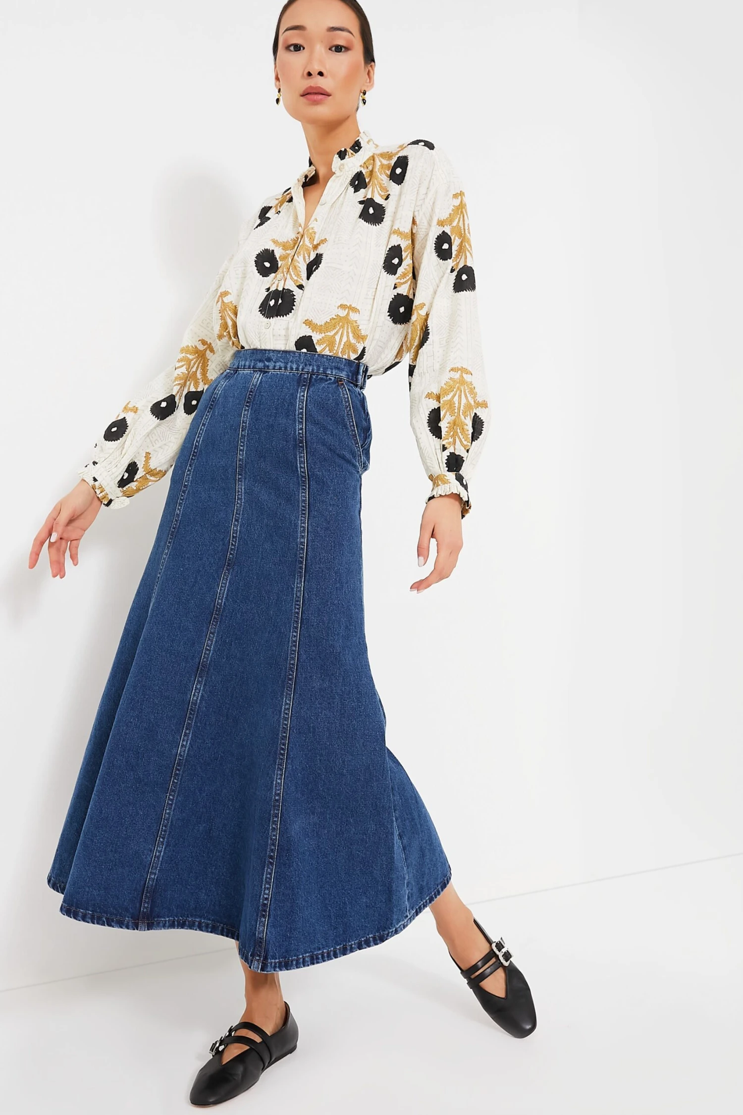 Dark Wash Denim Midi Skirt 4 Dark Wash Denim Midi Skirt - Image 2