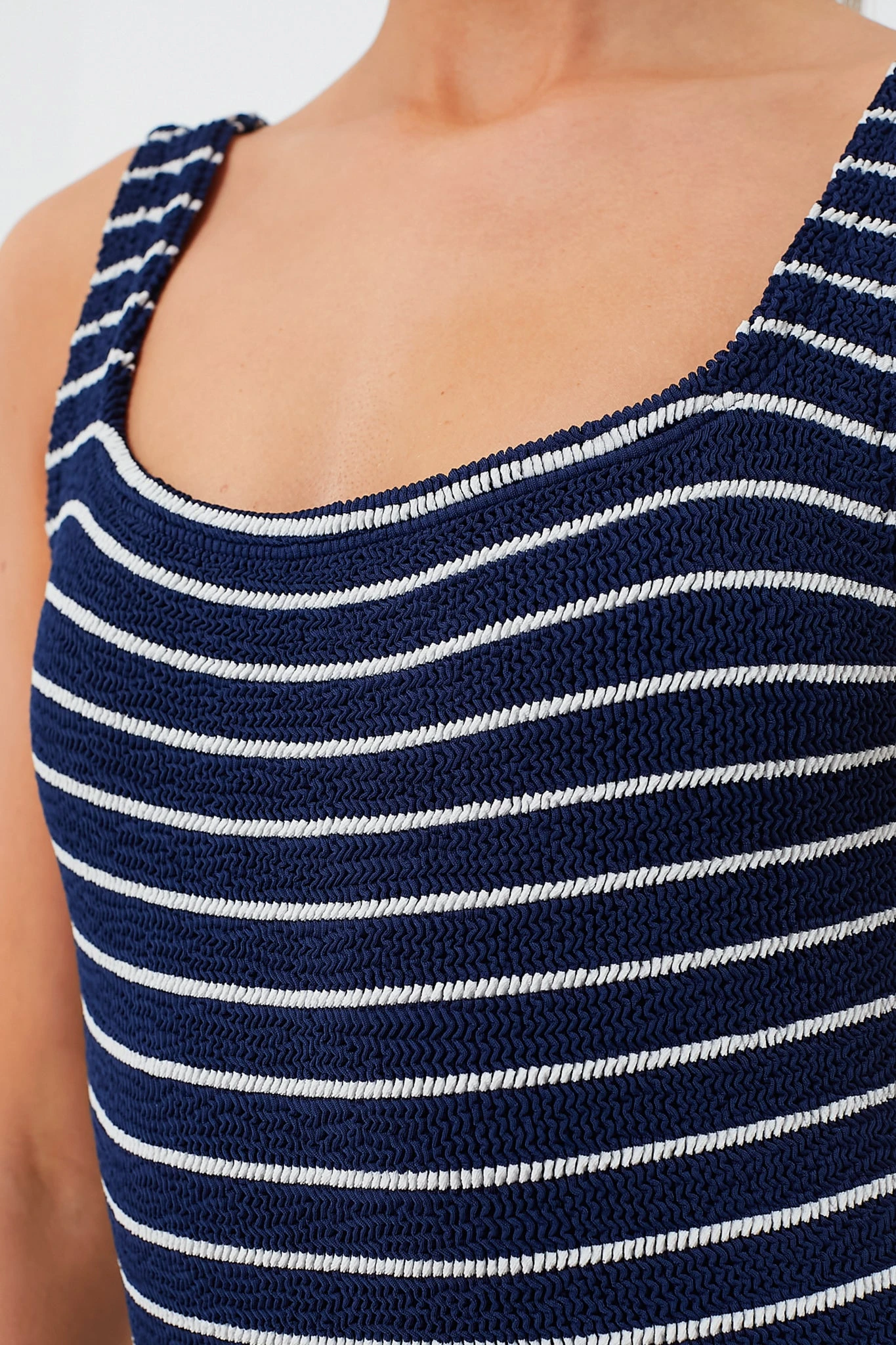 Navy And White Classic Square Neck One Piece 6 Navy And White Classic Square Neck One Piece - Image 5