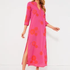 Pink And Orange Sapphire Long Kaftan