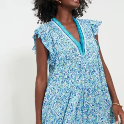 Blue Ocean Flowers Sasha Mini Dress