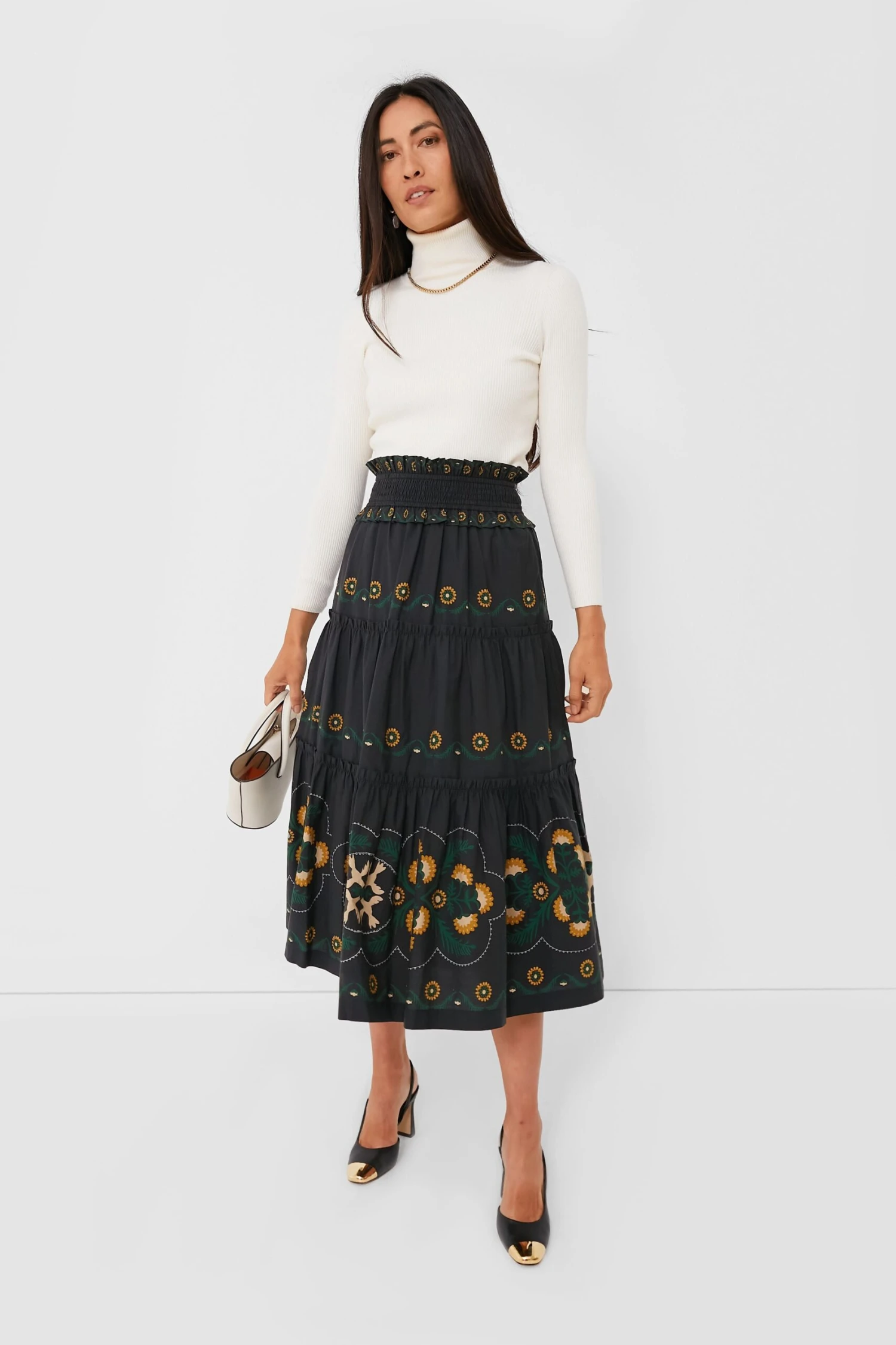 Black Perle Print Tiered Skirt 4 Black Perle Print Tiered Skirt - Image 2