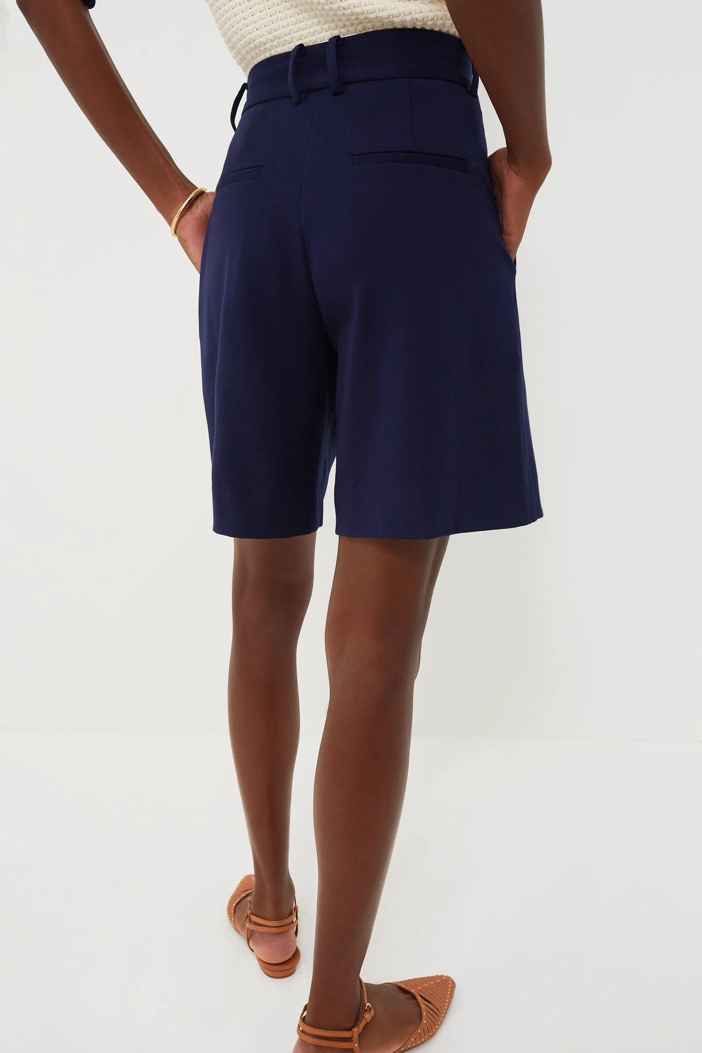Staud Navy Long Luisa Shorts 5 Staud Navy Long Luisa Shorts - Image 4