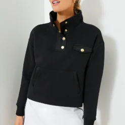 Black Snap Neck Bailey Pullover