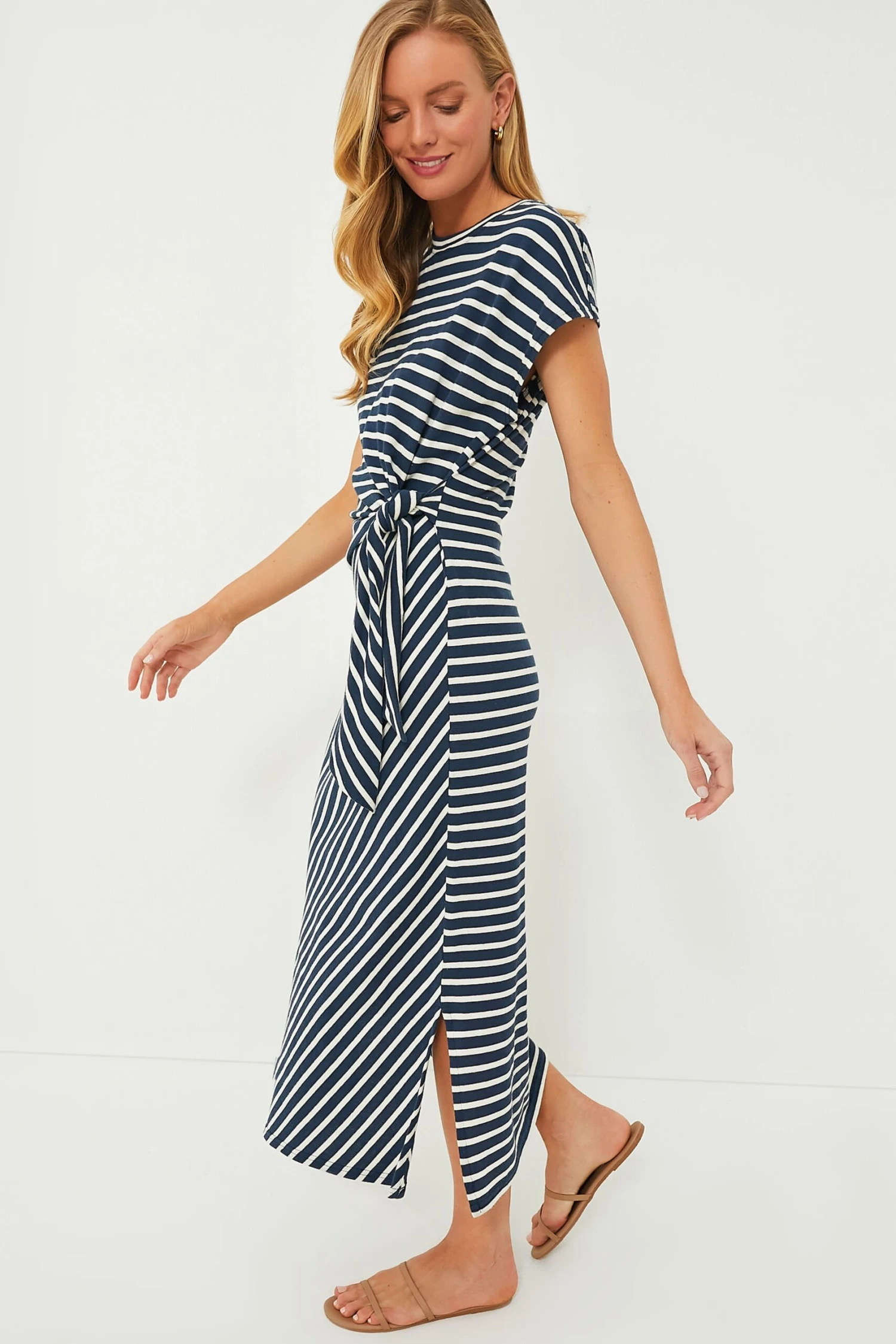 Navy And Cream Stripe Vanina Cinched Waist Dress 5 Navy And Cream Stripe Vanina Cinched Waist Dress - Image 3