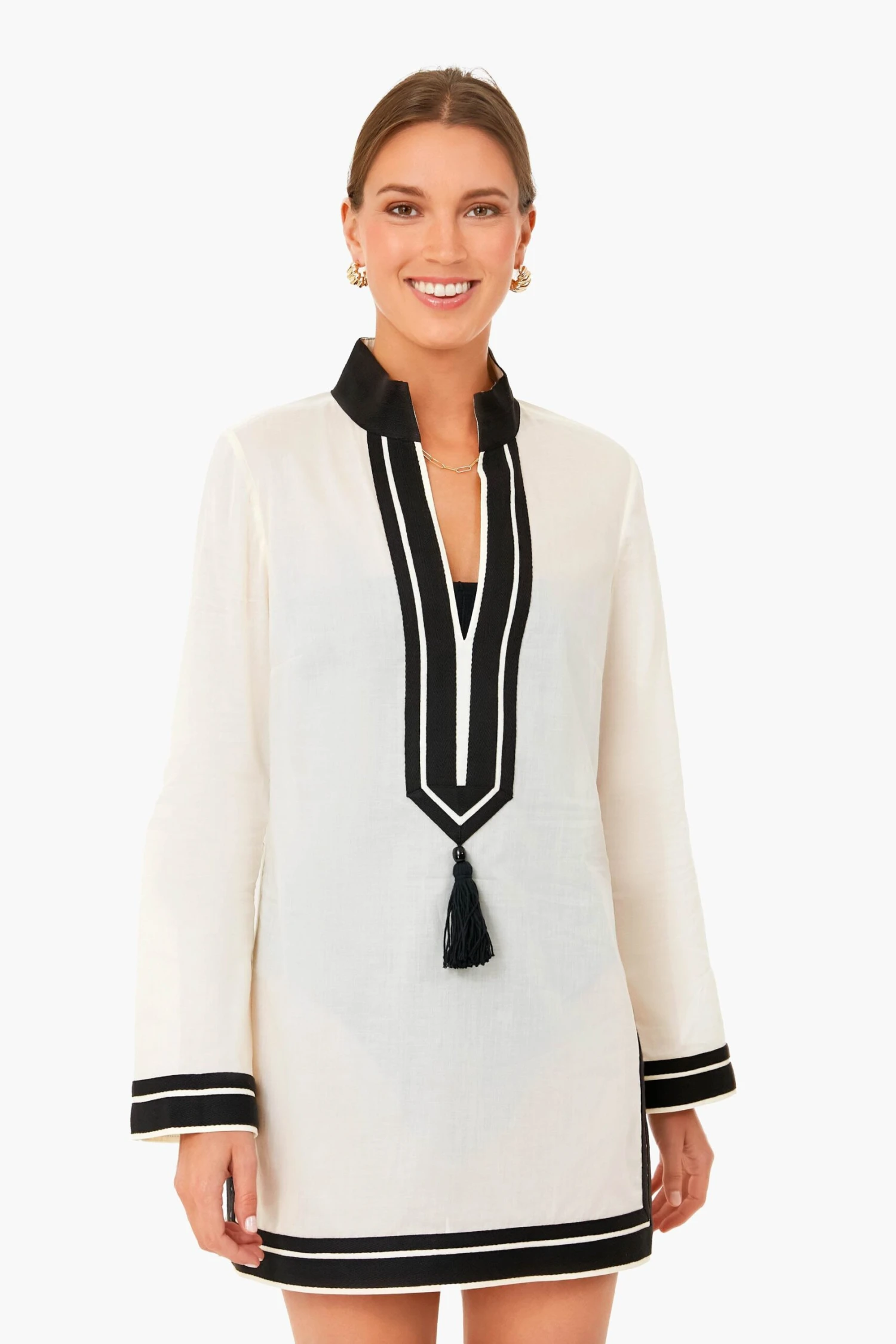 Tory Burch French Cream And Black Solid Tory Tunic 4 Tory Burch French Cream And Black Solid Tory Tunic - Image 2