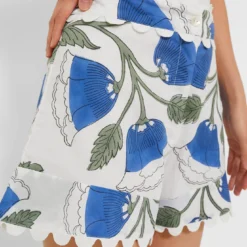 White And Klein Blue High Waist Shorts With Bellflower Block Print -Deals Raimenti Store yEmNYRAtIQXHp056lV3vnlzOKOliUsgt 1